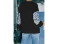 Decorative Button Leopard Long Sleeve Sweatshirt