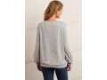 Decorative Button Long Sleeve Grey Sweatshirt