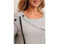 Decorative Button Long Sleeve Grey Sweatshirt