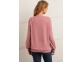 Decorative Button Pink Long Sleeve Sweatshirt