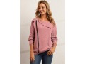 Decorative Button Pink Long Sleeve Sweatshirt