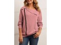 Decorative Button Pink Long Sleeve Sweatshirt