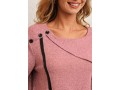 Decorative Button Pink Long Sleeve Sweatshirt