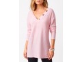 Decorative Button Solid Long Sleeve V Neck Sweatshirt