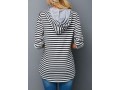 Decorative Button Stripe Print Long Sleeve Hoodie