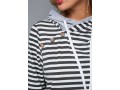 Decorative Button Stripe Print Long Sleeve Hoodie