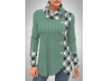 Decorative Button Twisted Green Long Sleeve Sweatshirt