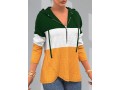 Drawstring Color Block Patricks Day Hoodie