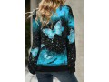 Drawstring Detail Butterfly Print Cowl Neck Sweatshirt