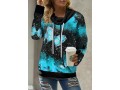 Drawstring Detail Butterfly Print Cowl Neck Sweatshirt