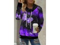 Drawstring Detail Butterfly Print Cowl Neck Sweatshirt