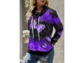 Drawstring Detail Butterfly Print Cowl Neck Sweatshirt