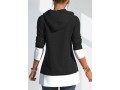 Drawstring Detail Contrast Long Sleeve Hoodie