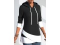 Drawstring Detail Contrast Long Sleeve Hoodie