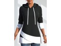 Drawstring Detail Contrast Long Sleeve Hoodie