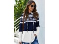 Drawstring Lace Stitching Color Block Hoodie