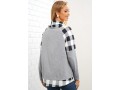 Drawstring Plaid Light Grey Cowl Neck Sweatshirt