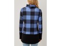 Drawstring Plaid Long Sleeve Cowl Neck Sweatshirt