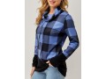 Drawstring Plaid Long Sleeve Cowl Neck Sweatshirt