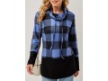 Drawstring Plaid Long Sleeve Cowl Neck Sweatshirt