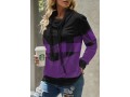 Drawstring Plaid Long Sleeve Cowl Neck Sweatshirt