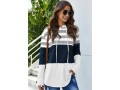 Drawstring Stripe Print Long Sleeve White Hoodie