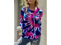 Drawstring Tie Dye Print Long Sleeve Cowl Neck Sweatshirt