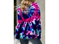 Drawstring Tie Dye Print Long Sleeve Cowl Neck Sweatshirt