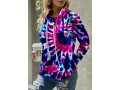 Drawstring Tie Dye Print Long Sleeve Cowl Neck Sweatshirt