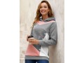 Grey Decorative Button Contrast Long Sleeve Hoodie