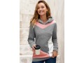 Grey Decorative Button Contrast Long Sleeve Hoodie