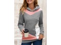 Grey Decorative Button Contrast Long Sleeve Hoodie