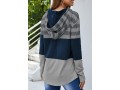 Grey Striped Drawstring Contrast Long Sleeve Hoodie