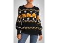 Halloween Pumpkin Print Round Neck Long Sleeve Sweatshirt