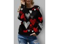 Heart Print Round Neck Long Sleeve Sweatshirt