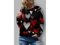 Heart Print Round Neck Long Sleeve Sweatshirt