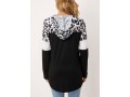 Hooded Collar Drawstring Leopard Long Sleeve T Shirt