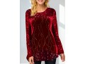 Hot Stamping Wine Red Sequin Long Sleeve Sweatshirt