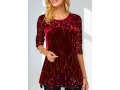 Hot Stamping Wine Red Sequin Long Sleeve Sweatshirt