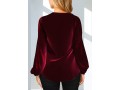 Hot Stamping Wine Red Velvet Stitching Sweatshirt