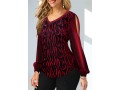 Hot Stamping Wine Red Velvet Stitching Sweatshirt