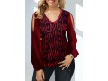 Hot Stamping Wine Red Velvet Stitching Sweatshirt