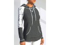 Lace Patchwork Long Sleeve Drawstring Detail Hoodie