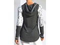 Lace Patchwork Long Sleeve Drawstring Detail Hoodie