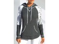 Lace Patchwork Long Sleeve Drawstring Detail Hoodie