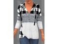 Lace Patchwork Plaid Long Sleeve Hoodie