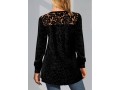 Lace Patchwork Solid Long Sleeve Round Neck Sweatshirt