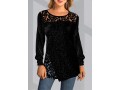 Lace Patchwork Solid Long Sleeve Round Neck Sweatshirt