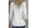 Lace Patchwork White Sequin Long Sleeve Sweatshirt