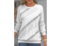 Lace Patchwork White Sequin Long Sleeve Sweatshirt